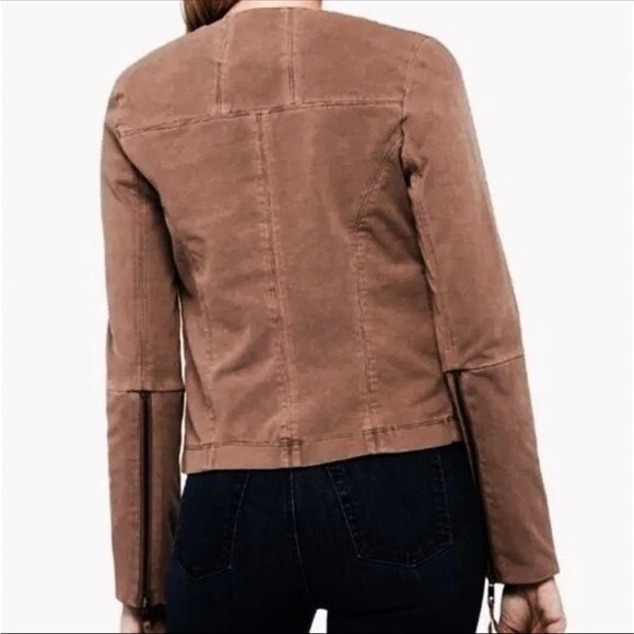 Stylish Women's Brown moto Jacket bodycon boho medium neutral pockets western - Picture 2 of 16